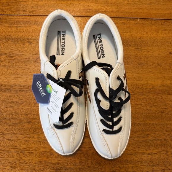 Tretorn Nylite Plus White Leather Sneakers Leopard Print New | Women’s Size 9.5 - Picture 2 of 12